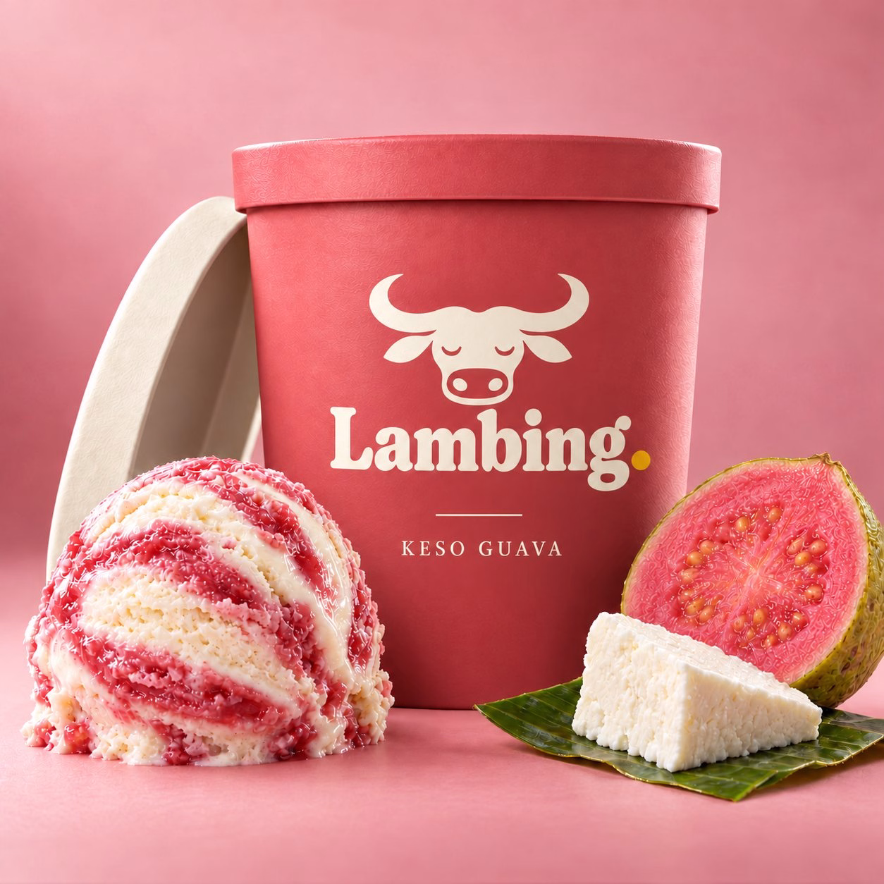 A pint of kesong puti and guava with fresh guava and white cheese