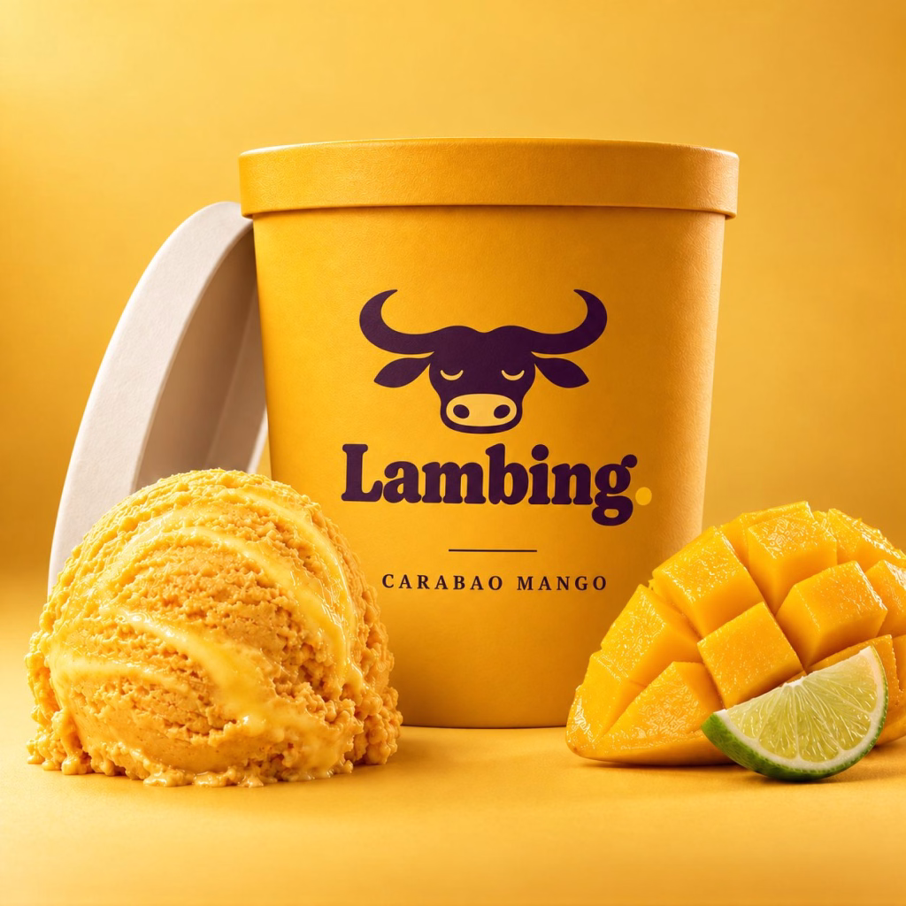 A pint of Lambing Carabao mango sorbet